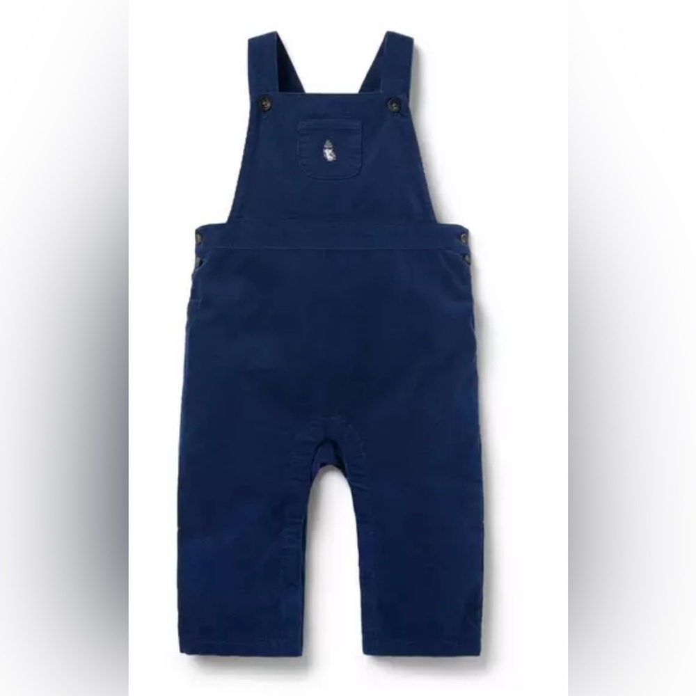 Janie and Jack Baby Owl Corduroy Overalls in Classic Indigo Size 6-12 Mos.